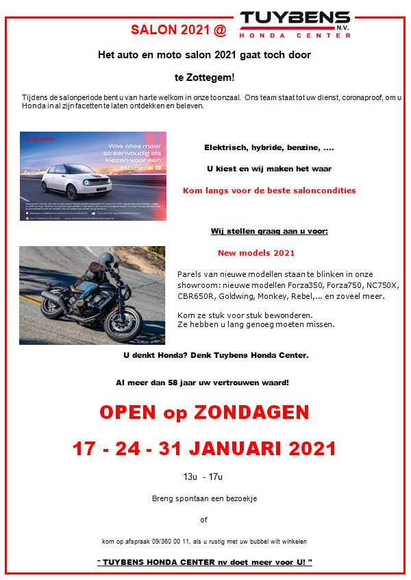 Tuybens showroom Open zondagen BMS2021