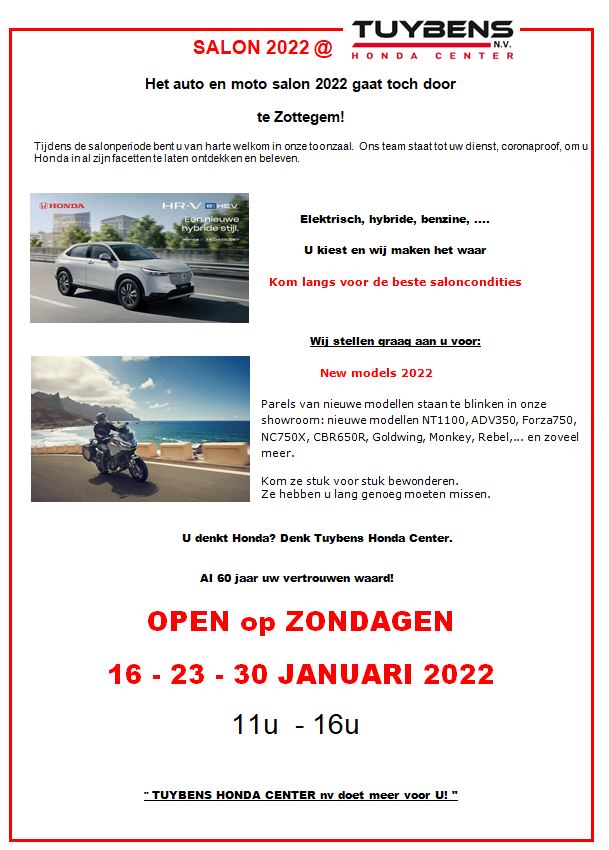 Tuybens showroom Showroom Honda wagens